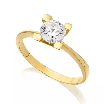 Anel De Ouro 18k Solitário Cartie Com Zircônia De 4mm - 100500 - Fábrica do Ouro ®️