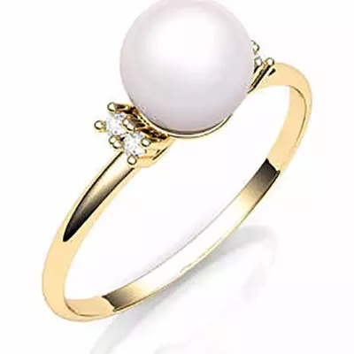 Anel De Ouro 18k Solitário Jewel Com Pérola De 8 Milímetros - 100698 - Fábrica do Ouro ®️