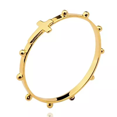 Anel De Ouro 18k Terço e Cruz Com 1,5mm - 100258 - Fábrica do Ouro ®️