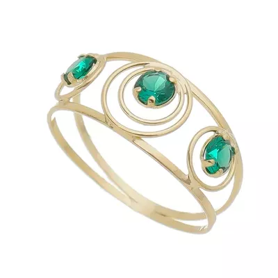 Anel Infantil De Ouro 18k Zircônias Verdes - 101713 - Fábrica do Ouro ®️