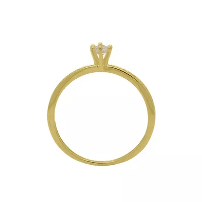 Anel Solitário de Ouro 18k Delicaty Com Zircônias