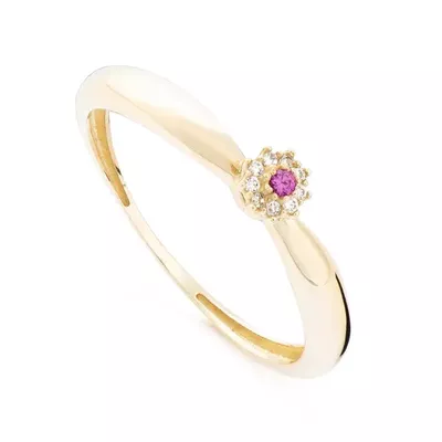 Anel Solitário de Ouro 18k Harmonia Chuveiro Com Zircônias - 103251 - Fábrica do Ouro ®️