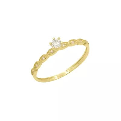 Anel Solitário de Ouro 18k Rapunzel Com Zircônia - 103271 - Fábrica do Ouro ®️