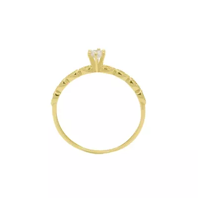 Anel Solitário de Ouro 18k Rapunzel Com Zircônia