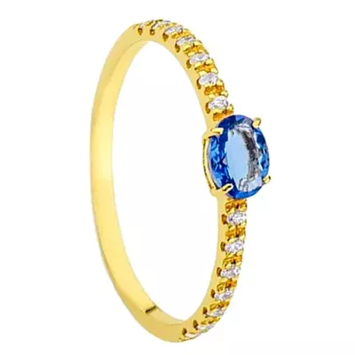 Meia Aliança De Ouro 18k Com 15 Zircônias - 101169 - Fábrica do Ouro ®️
