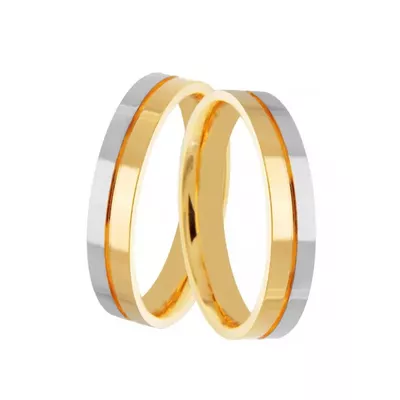 Par De Aliança Casamento De Ouro 18k Anatômica Bicolor De 4,0mm - 1026... - Fábrica do Ouro ®️