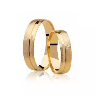 Par De Aliança Casamento De Ouro 18k Fosco De 5,0mm Com Zircônia - 102... - Fábrica do Ouro ®️