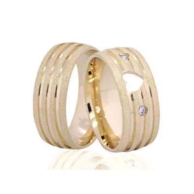 Par De Aliança Casamento De Ouro 18k Gardênia De 7,0 mm Com Dimante - ... - Fábrica do Ouro ®️