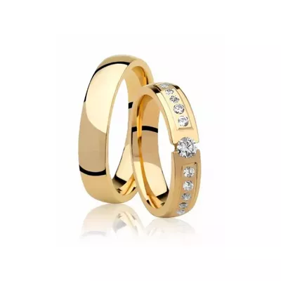 Par De Aliança Casamento De Ouro 18k Life Anatômica 3,5mm Com Diamante... - Fábrica do Ouro ®️