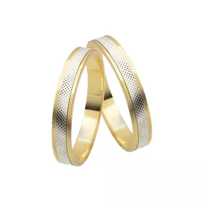 Par De Aliança Casamento De Ouro 18k Moana Bicolor De 3,0 mm - 102695 - Fábrica do Ouro ®️