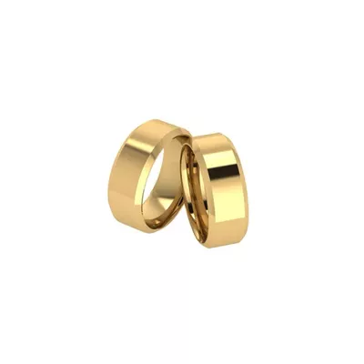 Par De Aliança Casamento De Ouro 18k Reta Chanfrada com 7mm - 103577 - Fábrica do Ouro ®️