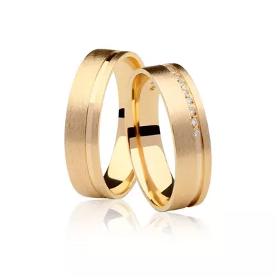 Par De Aliança Casamento De Ouro 18k Sublime Com 5,0mm Zircônias - 102... - Fábrica do Ouro ®️
