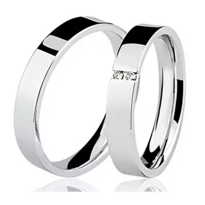 Par De Aliança Casamento De Ouro Branco 18k Com 3mm e Diamantes - 1005... - Fábrica do Ouro ®️