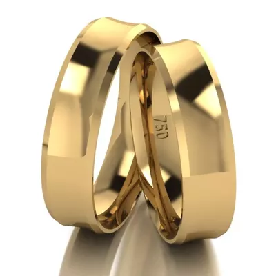 Par De Aliança De Ouro 18k Côncavo Com 5,0mm - 101372 - Fábrica do Ouro ®️