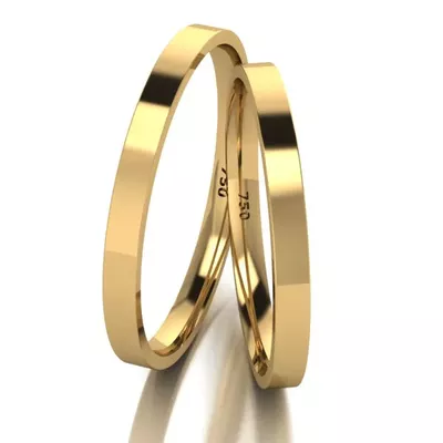Par De Aliança De Ouro 18k Quadrada Com 2,0mm - 101376 - Fábrica do Ouro ®️