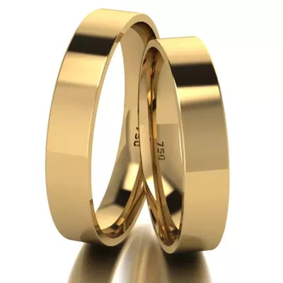 Par De Aliança De Ouro 18k Quadrada Com 4,0mm - 101378 - Fábrica do Ouro ®️