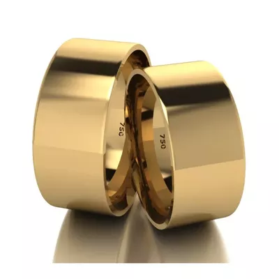 Par De Aliança De Ouro 18k Quadrada Com 8,0mm - 101382 - Fábrica do Ouro ®️