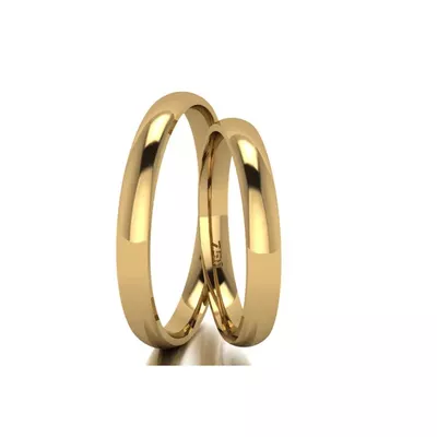 Par De Aliança De Ouro 18k Tradicional e Anatômica Com 2,5mm - 101392 - Fábrica do Ouro ®️