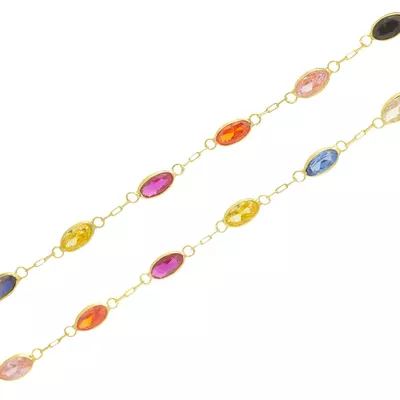 Corrente De Ouro 18k Cartie De 45cm Com Zircônias Ovais - 103095 - Fábrica do Ouro ®️
