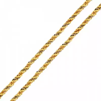 Corrente De Ouro 18k Corda Tricolor De 2,2mm Com 45cm - 100593 - Fábrica do Ouro ®️