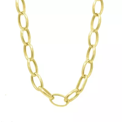 Corrente De Ouro 18k Elo Português Oval De 3,5mm Com 40 Cm