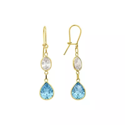 Brinco De Ouro 18k Cintilante com Zircônias - 103746 - Fábrica do Ouro ®️
