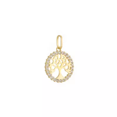 Pingente De Ouro 18k Árvore Da Vida Com Zircônia - 103707 - Fábrica do Ouro ®️