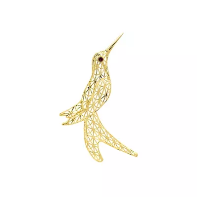 Pingente De Ouro 18k Beija-flor Vazado Grande - 103685 - Fábrica do Ouro ®️