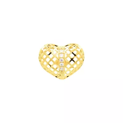 Pingente de Ouro 18k Coração Fixo Com Zircônia - 103680 - Fábrica do Ouro ®️