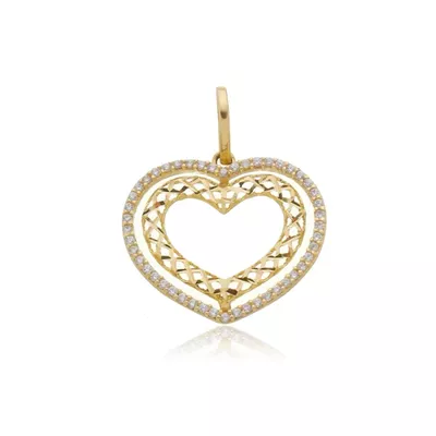 Pingente de Ouro 18k Corações Elegancy - 103430 - Fábrica do Ouro ®️