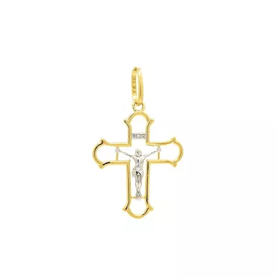 Pingente De Ouro 18k Cruz Bicolor - 103691 - Fábrica do Ouro ®️
