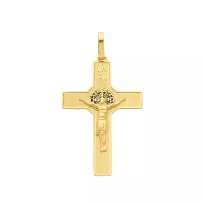 Pingente De Ouro 18k Cruz Com Jesus Cristo - 103335 - Fábrica do Ouro ®️