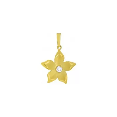 Pingente De Ouro 18k Flor Com Zircônia - 102789 - Fábrica do Ouro ®️