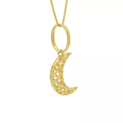 Pingente De Ouro 18k Lua Diamantada M