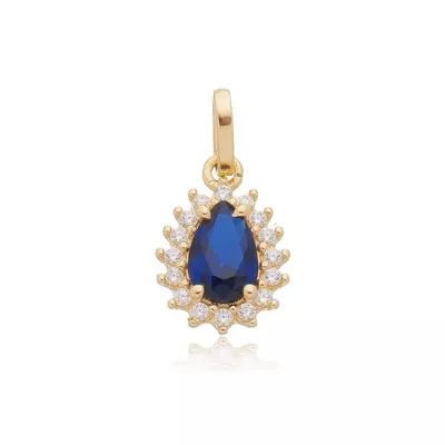 Pingente De Ouro 18k Mademoiselle Azul Com Zircônias - 103356 - Fábrica do Ouro ®️