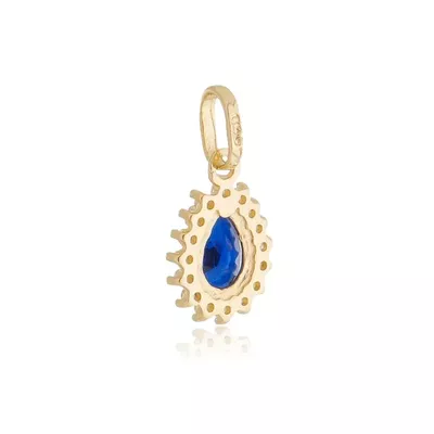 Pingente De Ouro 18k Mademoiselle Azul Com Zircônias 
