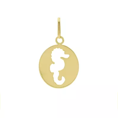 Pingente De Ouro 18k Medalhinha Cavalo Marinho vazado - 103133 - Fábrica do Ouro ®️