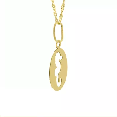 Pingente De Ouro 18k Medalhinha Cavalo Marinho vazado