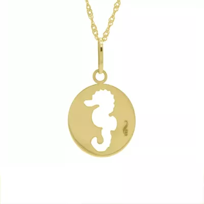 Pingente De Ouro 18k Medalhinha Cavalo Marinho vazado