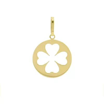 Pingente De Ouro 18k Medalhinha Trevo Vazado - 103144 - Fábrica do Ouro ®️