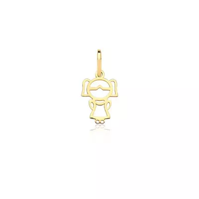 Pingente De Ouro 18k Menina De 12mm - 101887 - Fábrica do Ouro ®️