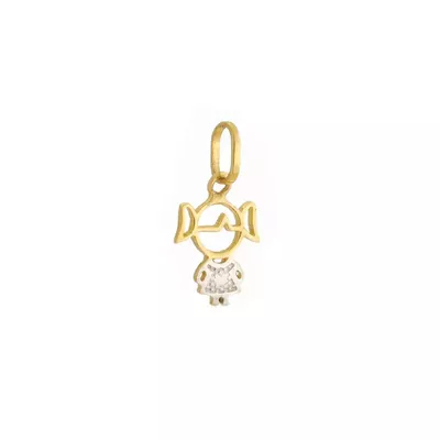 Pingente De Ouro 18k Menina Reluzente - 103705 - Fábrica do Ouro ®️