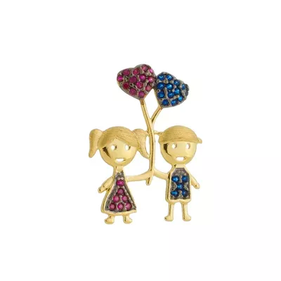 Pingente De Ouro 18k Menino Menina Irmãos Balão de Coração - 103336... - Fábrica do Ouro ®️