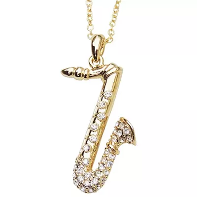 Pingente De Ouro 18k Saxofone Com Zircônias - 100653 - Fábrica do Ouro ®️