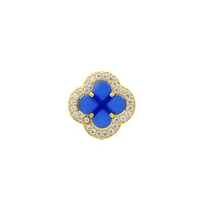 Pingente De Ouro 18k Trevo Azul Com Zircônias - 103753 - Fábrica do Ouro ®️