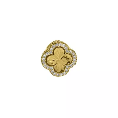 Pingente De Ouro 18k Trevo Dourado Com Zircônias - 103751 - Fábrica do Ouro ®️