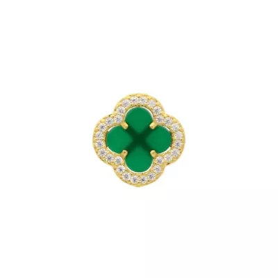 Pingente De Ouro 18k Trevo Verde Com Zircônias - 103750 - Fábrica do Ouro ®️