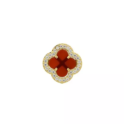 Pingente De Ouro 18k Trevo Vermelho Com Zircônias - 103754 - Fábrica do Ouro ®️