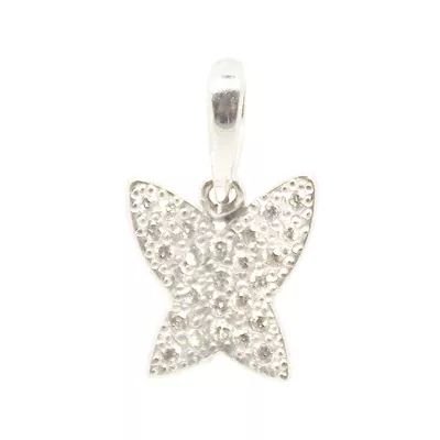 Pingente De Ouro Branco 18k Borboleta Com Diamantes - 100734 - Fábrica do Ouro ®️