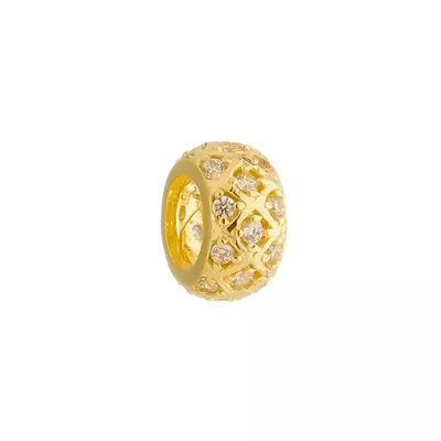 Separador De Ouro 18k Abaulado Com Zircônias Para Pingentes - 103446 - Fábrica do Ouro ®️